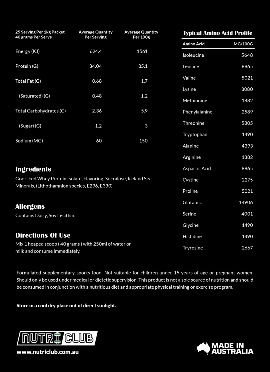 WPI Whey Protein Isolate - Ingredients